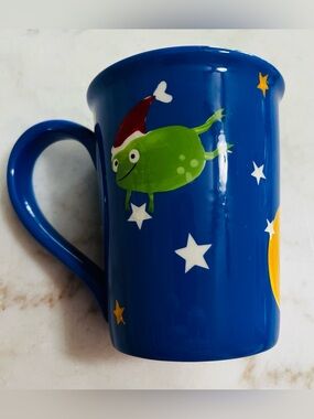St Nicholas Square Blue Santa Frog Mug Stars Moon Christmas